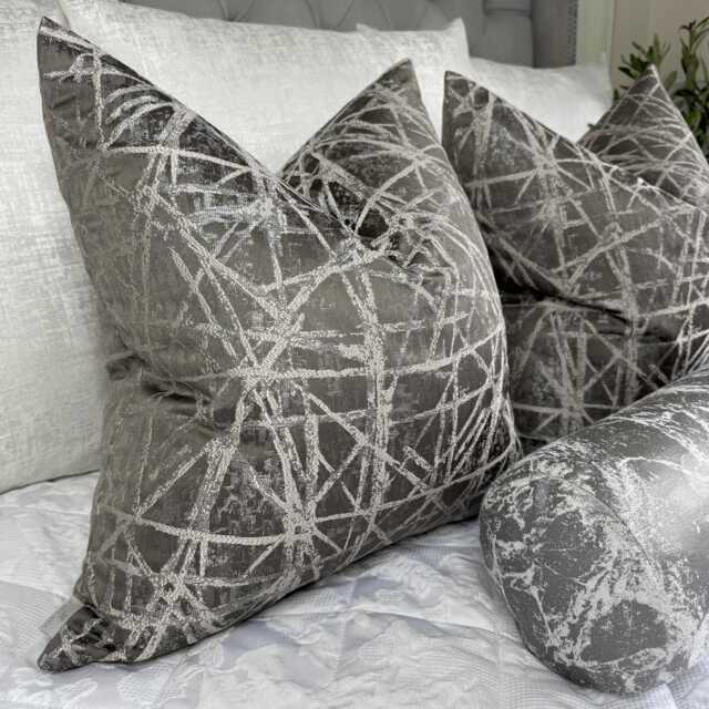 Abstract Linear Design Throw Pillow Cover in Smoke Grey - Designer Cushion Modern Home Decor - image 1