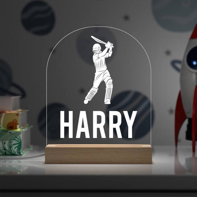 Personalised Cricket Gifts For Men Him Boys - Night Light Cricketer Gift Lover Birthday Any Name - image 1