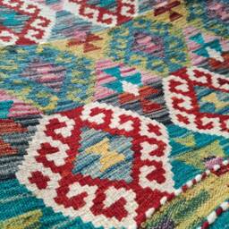 Kilim Rug Tribal, Handmade Artisan Afghan Turkish Aztec Sheep Natural Wool 190x130 cm - thumbnail 4
