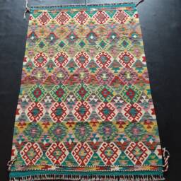 Kilim Rug Tribal, Handmade Artisan Afghan Turkish Aztec Sheep Natural Wool 190x130 cm - thumbnail 1