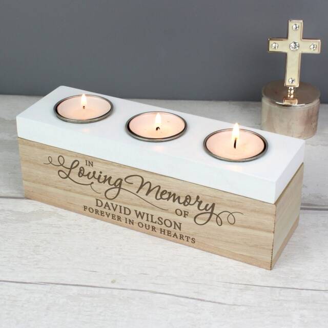 Personalised Memorial Tea Light Box Handcrafted Wooden Remembrance Gift - image 1