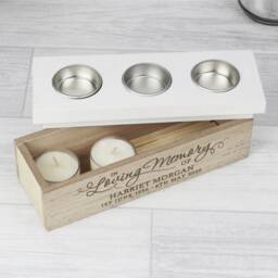 Personalised Memorial Tea Light Box Handcrafted Wooden Remembrance Gift - thumbnail 3