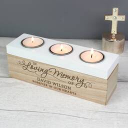 Personalised Memorial Tea Light Box Handcrafted Wooden Remembrance Gift
