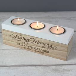 Personalised Memorial Tea Light Box Handcrafted Wooden Remembrance Gift - thumbnail 4