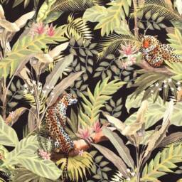 Leopard Palm Trees Velvet Cylinder Lampshade, Extra Tall Tropical Jungle Velvet - thumbnail 2