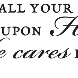"Vinyl Wall Art Decal - 1 Peter 57 ""Casting All Your Care Upon Him For He Cares You." - thumbnail 2