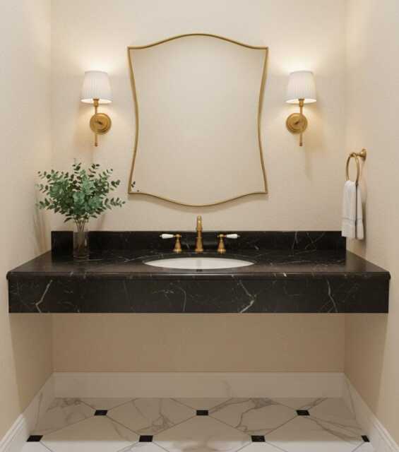 Italian Curve Brass Mirror - Elegant Shield Wall Mirrors - image 1