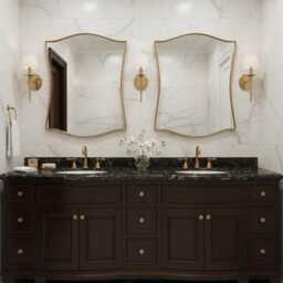 Italian Curve Brass Mirror - Elegant Shield Wall Mirrors - thumbnail 2