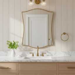 Italian Curve Brass Mirror - Elegant Shield Wall Mirrors - thumbnail 3