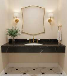 Italian Curve Brass Mirror - Elegant Shield Wall Mirrors