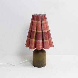 Handmade Red Plaid Fabric Lamp With Ceramic Base For Home Gift-106# - thumbnail 2