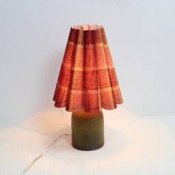 Handmade Red Plaid Fabric Lamp With Ceramic Base For Home Gift-106# - thumbnail 4