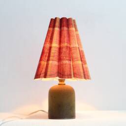 Handmade Red Plaid Fabric Lamp With Ceramic Base For Home Gift-106#