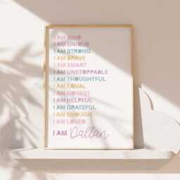 Set Of 6 Affirmation Prints, Girls Bedroom Decor, Motivational Wall Art, Daily Affirmations, Nursery Playroom, Muted, Pastel - thumbnail 3