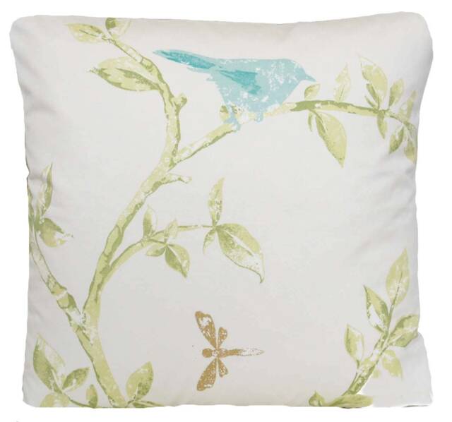 Bird & Cage Print Cushion Covers Nina Campbell Green Turquoise Cotton - Set Of 2 - image 1