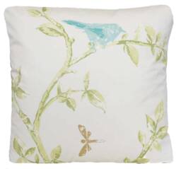 Bird & Cage Print Cushion Covers Nina Campbell Green Turquoise Cotton - Set Of 2