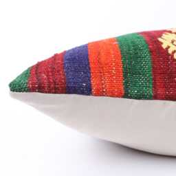 Vintage Turkish Kilim Pillow Handwoven Wool Boho Decor - 16x24 - thumbnail 4