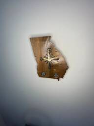 Georgia State Wood Clock With Inlaid Quarters - Customizable Usa Made Home Decor