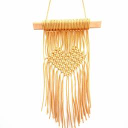 Macrame Wall Hanging - Beige Decor Woven Boho Home Present Until Valentine's Day Hanger - thumbnail 3