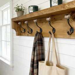 Coat Rack Country Style With Cast Iron Ceramic Tip Hook - thumbnail 1