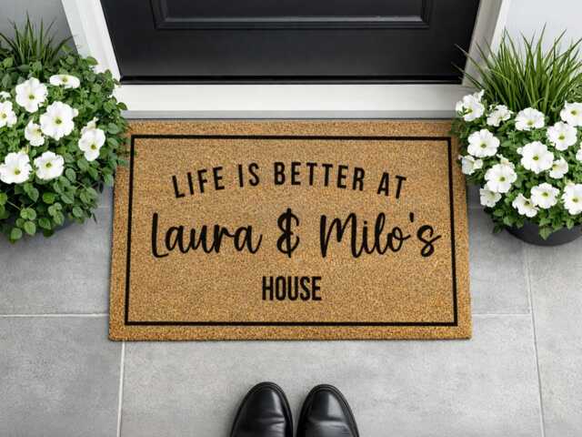 First Home Buy - Life Is Better At Laura & Milo's House Custom Welcome Mat - image 1