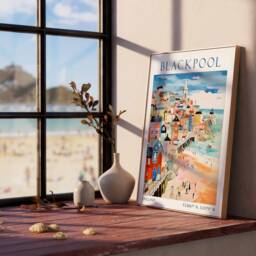 Blackpool Travel Poster, Tower Print, Seaside Wall Art, Pleasure Beach Lancashire, Ballroom, Art Deco - thumbnail 2