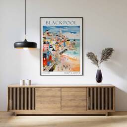 Blackpool Travel Poster, Tower Print, Seaside Wall Art, Pleasure Beach Lancashire, Ballroom, Art Deco - thumbnail 3