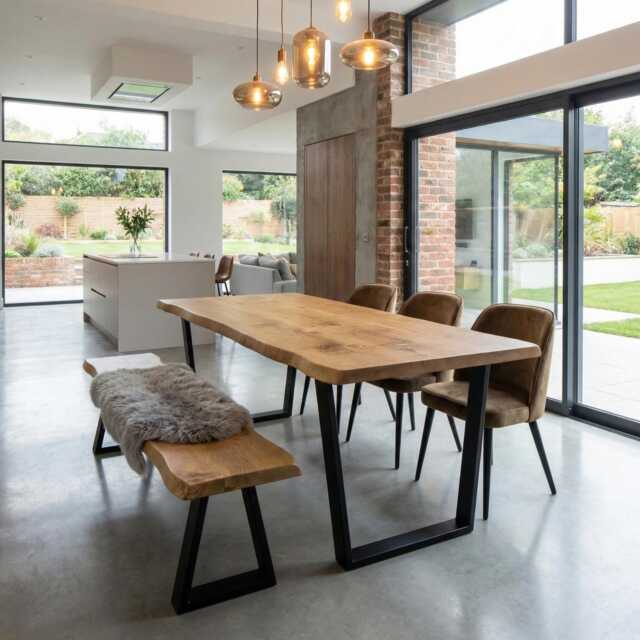 Firsby Vf Live Edge Dining Table Rustic Solid Wood Industrial Steel Legs Cotswold - image 1