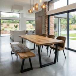 Firsby Vf Live Edge Dining Table Rustic Solid Wood Industrial Steel Legs Cotswold