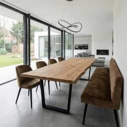 Firsby Vf Live Edge Dining Table Rustic Solid Wood Industrial Steel Legs Cotswold - thumbnail 2