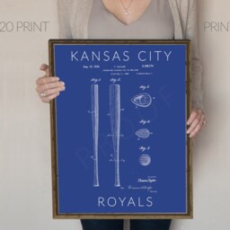 Kansas City Royals Set Of 3 Prints, Baseball Patent Art, Subway Art, Kauffman Stadium Seating Chart, Vintage Art - thumbnail 2
