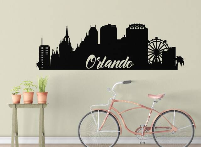 Orlando Skyline Wall Decal, Vinyl Sticker, Florida City Silhouette, Art Stickers, Office Sticker D??cor - image 1