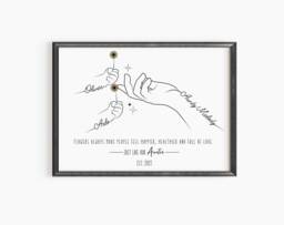 Personalised Auntie Christmas Gift, Flower Line Art Print For Aunt From Niece/Nephew - thumbnail 1