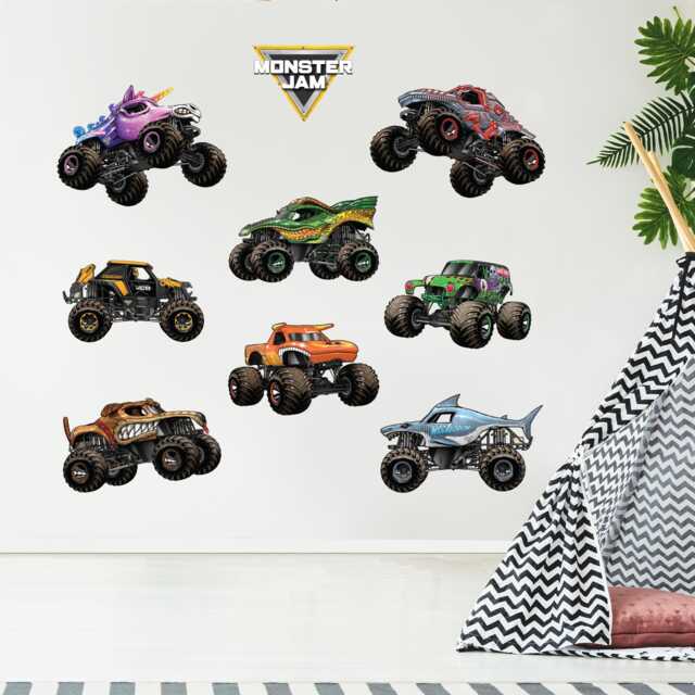 Monster Jam Wall Sticker - 8 Truck Set Decal Art - image 1