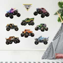 Monster Jam Wall Sticker - 8 Truck Set Decal Art - thumbnail 1