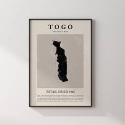 Abstract Togo Map Vintage Wall Art Print Picasso + Matisse Inspired Travel Poster - thumbnail 2