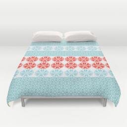 "Sale -55% Duvet Cover Turquoise Coral Red 88""x88"