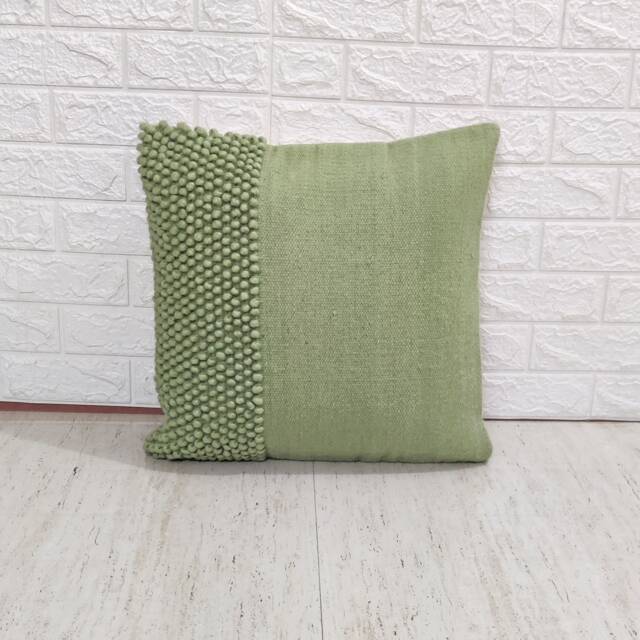 Sage Green Chunky Loops Hand Woven 100% Wool Inches Decorative Throw - image 1