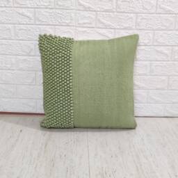 Sage Green Chunky Loops Hand Woven 100% Wool Inches Decorative Throw - thumbnail 1
