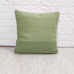 Sage Green Chunky Loops Hand Woven 100% Wool Inches Decorative Throw - thumbnail 2