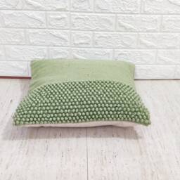 Sage Green Chunky Loops Hand Woven 100% Wool Inches Decorative Throw - thumbnail 4