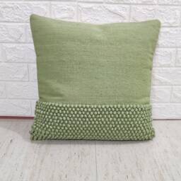 Sage Green Chunky Loops Hand Woven 100% Wool Inches Decorative Throw - thumbnail 3