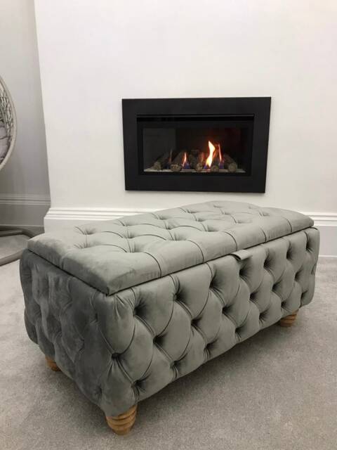 Handmade Velvet Chesterfield Storage Ottoman 38x18x16 In, Living Room Bench - image 1