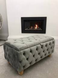 Handmade Velvet Chesterfield Storage Ottoman 38x18x16 In, Living Room Bench