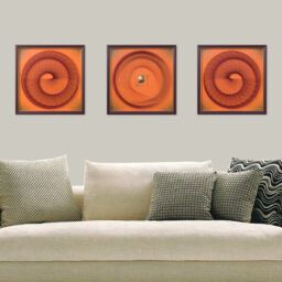 Orange Geometric String Art - Framed Handmade Zen Wall Above Couch, Dresser, Staircase - thumbnail 1