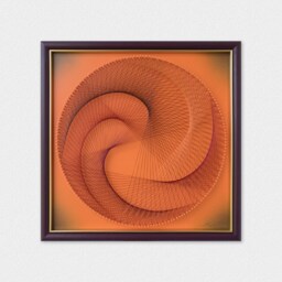 Orange Geometric String Art - Framed Handmade Zen Wall Above Couch, Dresser, Staircase - thumbnail 3