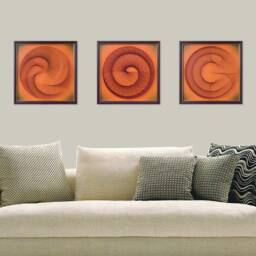 Orange Geometric String Art - Framed Handmade Zen Wall Above Couch, Dresser, Staircase - thumbnail 2