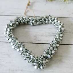 Large Metal Silver Bell Hanging Heart Decoration - The Home & Hearts Shop Rustic Wall Wedding Gift Christmas - thumbnail 2