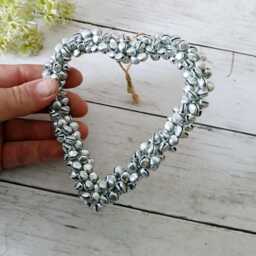 Large Metal Silver Bell Hanging Heart Decoration - The Home & Hearts Shop Rustic Wall Wedding Gift Christmas - thumbnail 3