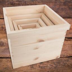 Square Wooden Decorative Flower Pot - Choice Of Sizes Window Planter Trough Box Herb Basket Untreated & Unpainted Pine Craft Staining - thumbnail 2